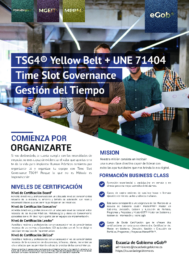 Curso Doble Certificación TSG4® Yellow Belt + UNE 71404